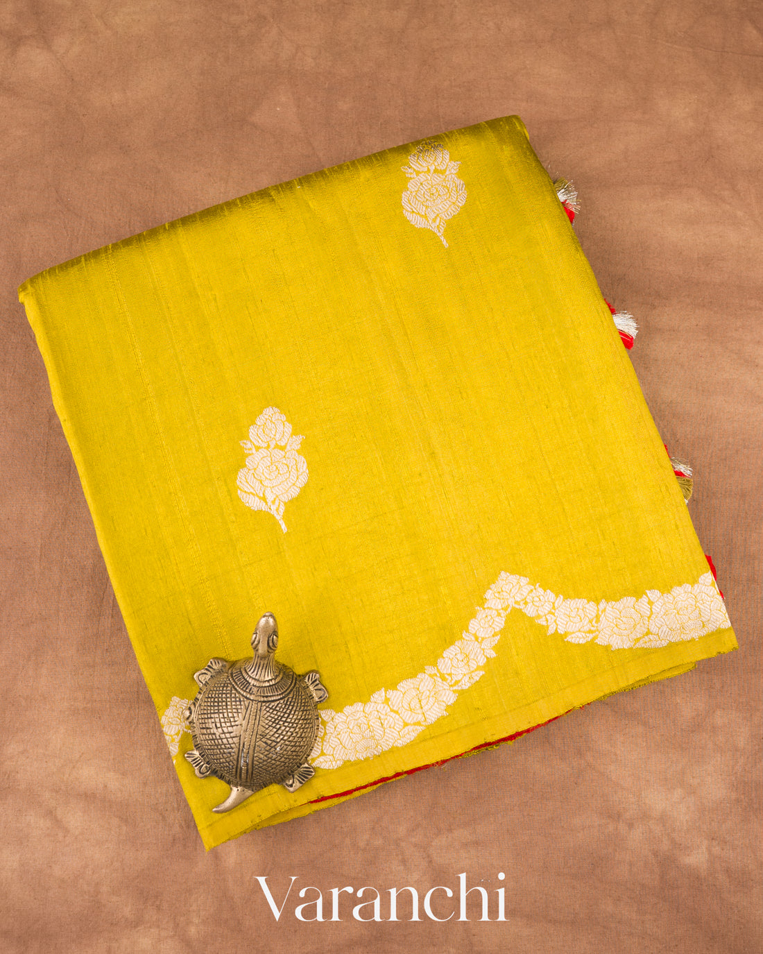 Mustard Yellow Pure Raw Silk Handloom Saree