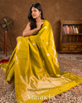 Mustard Yellow Pure Raw Silk Handloom Saree