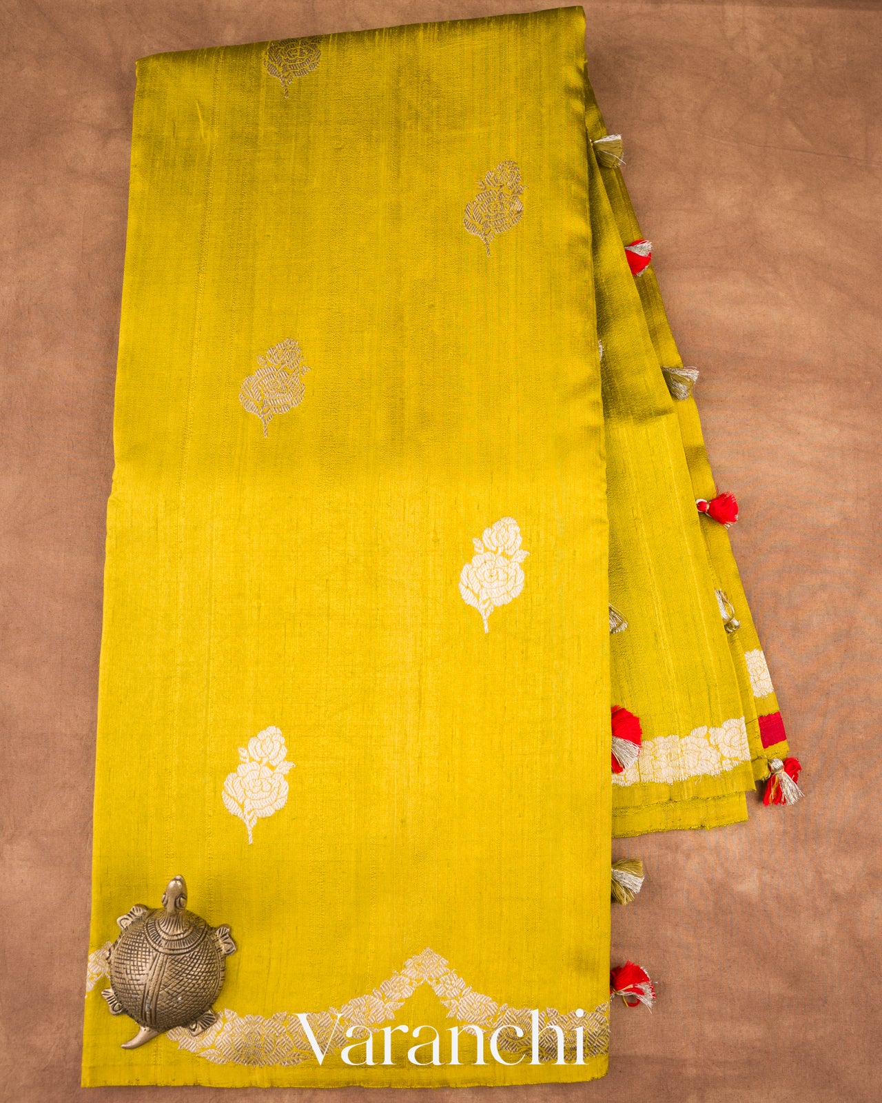 Mustard Yellow Pure Raw Silk Handloom Saree