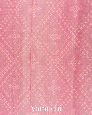 Rose Pink Pure Rajkot Patola Cotton Handloom Saree