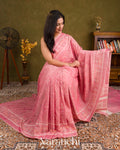 Rose Pink Pure Rajkot Patola Cotton Handloom Saree