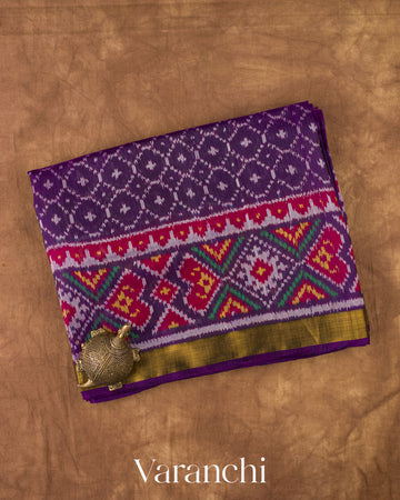Deep Purple Pure Rajkot Patola Silk Handloom Saree 