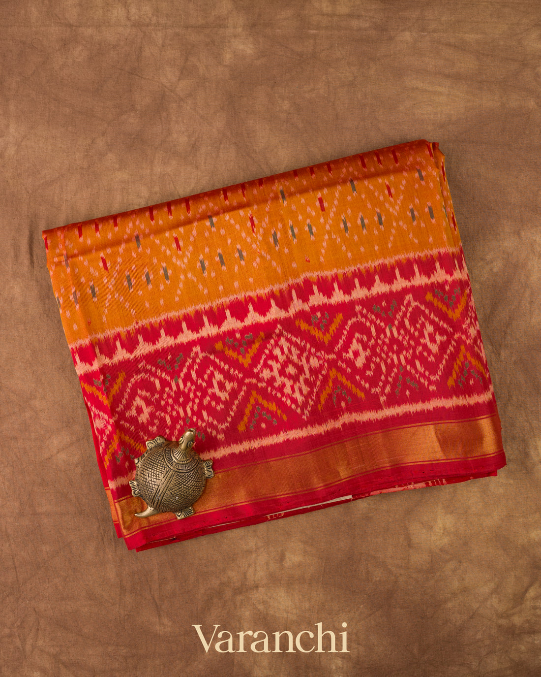 Orange Pure Rajkot Patola Silk Handloom Saree