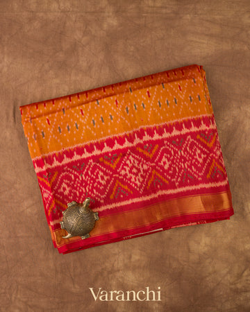 Orange Pure Rajkot Patola Silk Handloom Saree