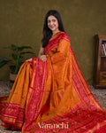 Orange Pure Rajkot Patola Silk Handloom Saree