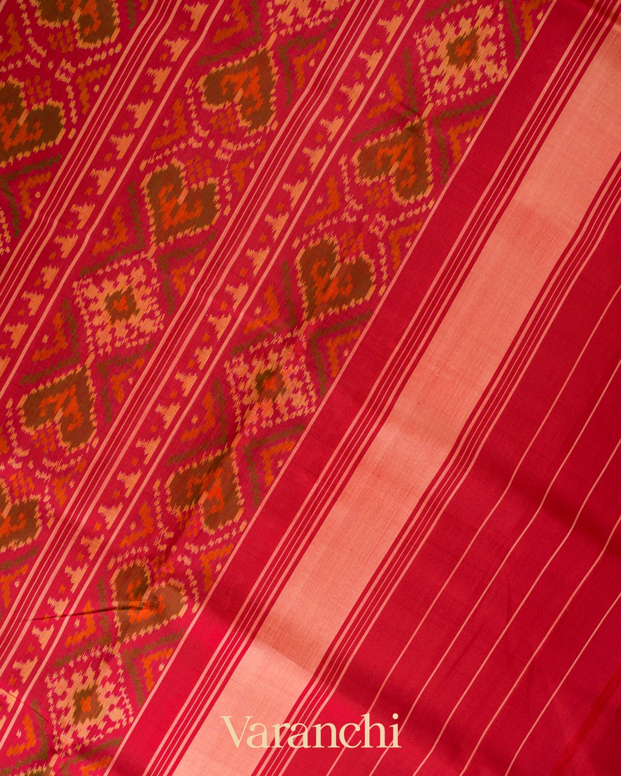Orange Pure Rajkot Patola Silk Handloom Saree