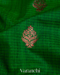 Rama Green Pure Dupion Silk Handloom Saree