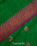 Rama Green Pure Dupion Silk Handloom Saree