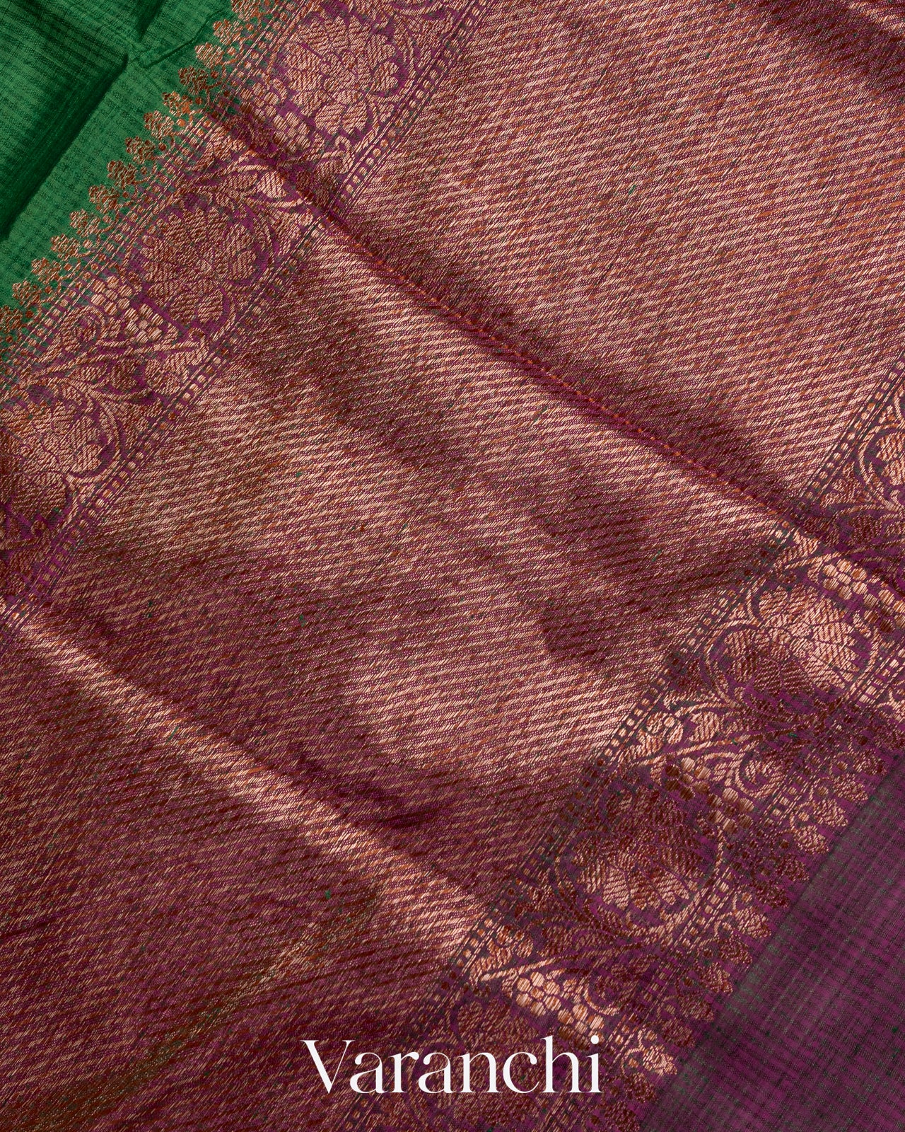 Rama Green Pure Dupion Silk Handloom Saree