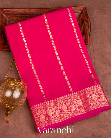 Reddish Pink Pure Katan Silk Handloom Saree