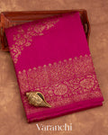 Rani Pink Lehariya Pure Raw Silk Handloom Saree