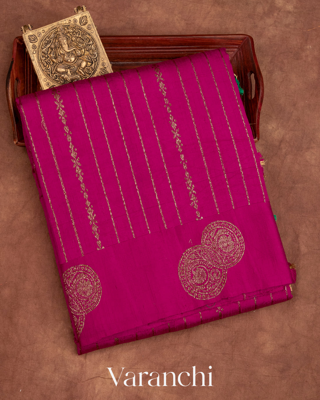 Rani Pink Pure Raw Silk Handloom Saree