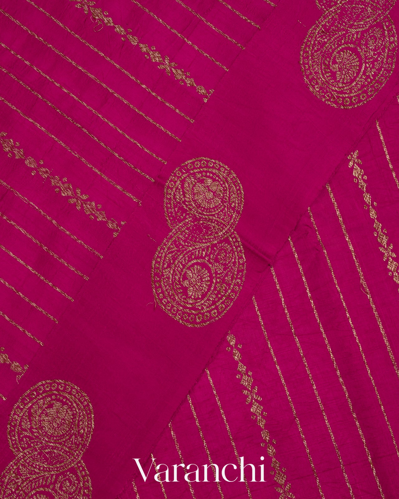 Rani Pink Pure Raw Silk Handloom Saree