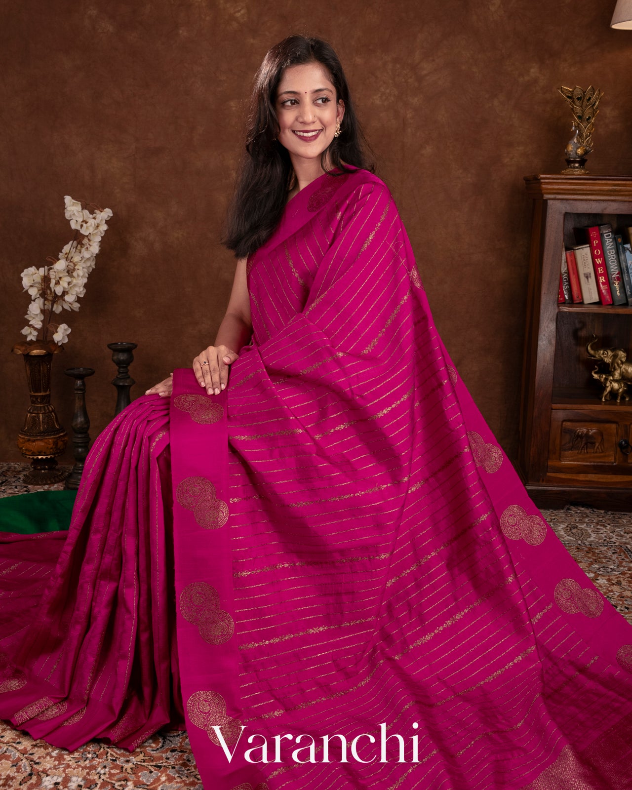 Rani Pink Pure Raw Silk Handloom Saree