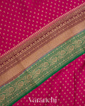 Rani Pink Pure Crepe Silk Handloom Saree