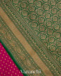 Rani Pink Pure Crepe Silk Handloom Saree