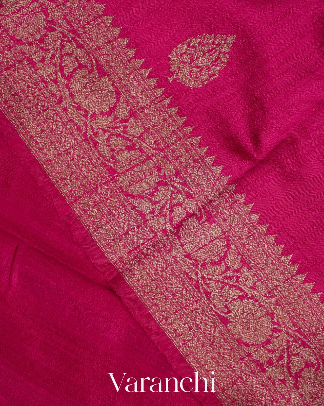 Rani Pink Pure Raw Silk Handloom Saree