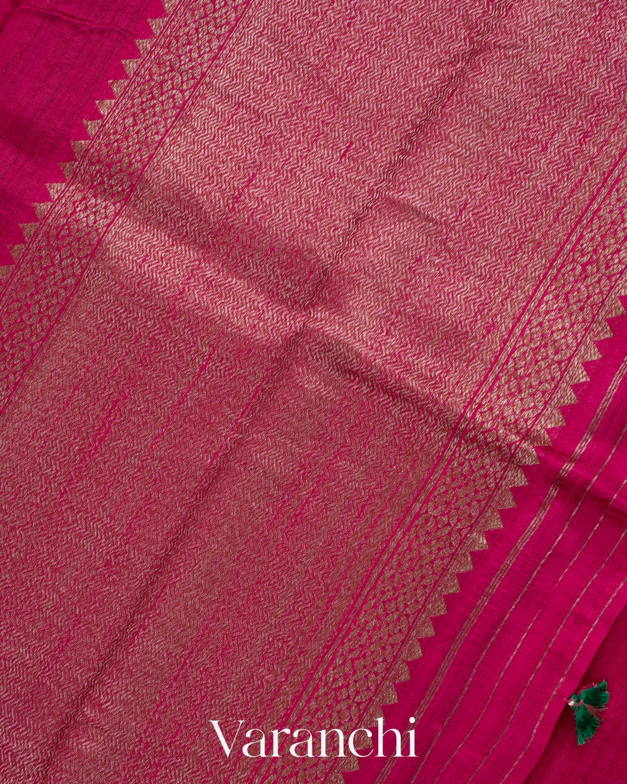 Rani Pink Pure Raw Silk Handloom Saree