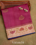 Ruby Pink Pure Tussar Silk Handlooom Saree