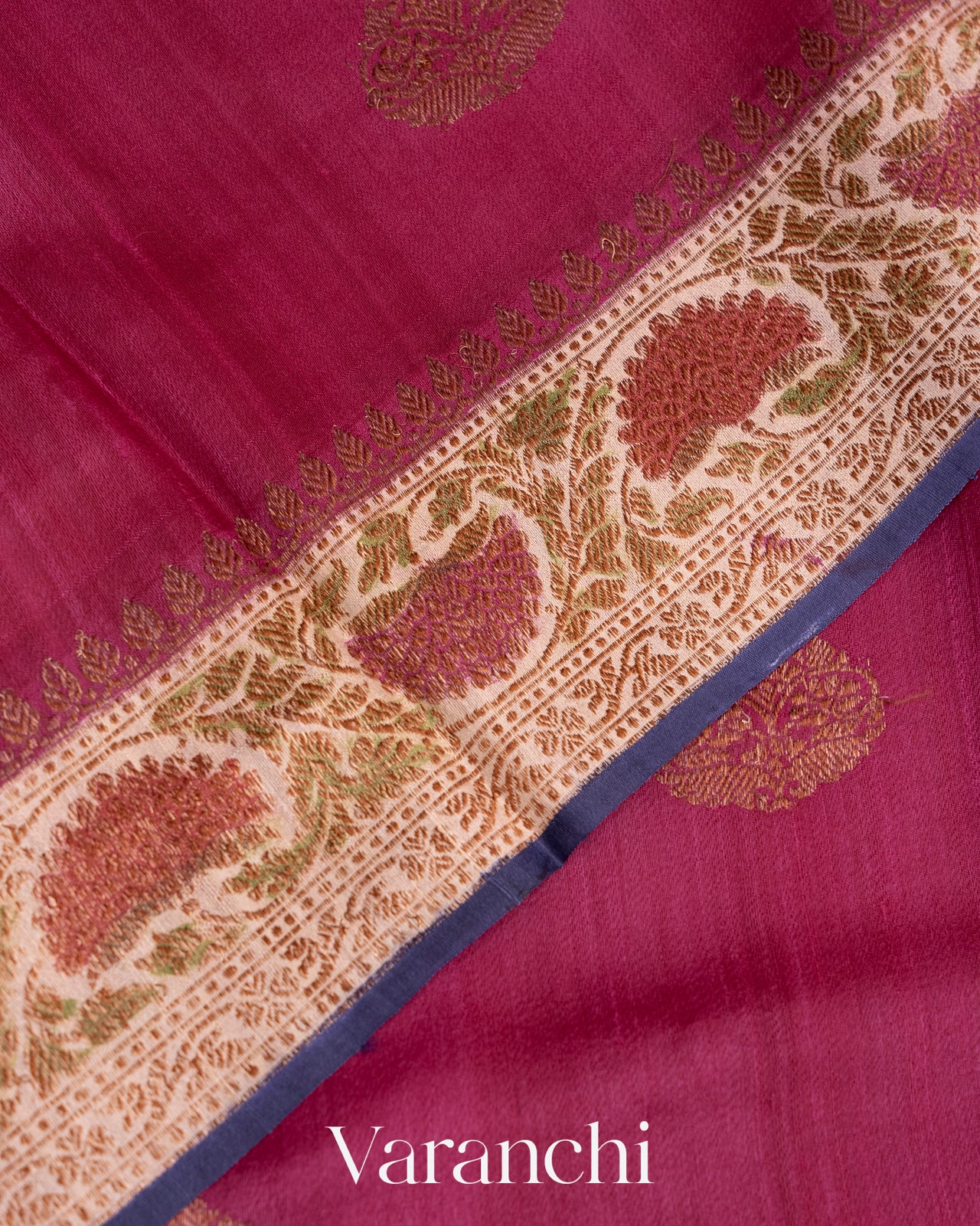 Ruby Pink Pure Tussar Silk Handlooom Saree