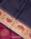 Ruby Pink Pure Tussar Silk Handlooom Saree