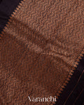 Jet Black Borderless Pure Raw Silk Handloom Saree