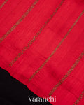 Jet Black Borderless Pure Raw Silk Handloom Saree