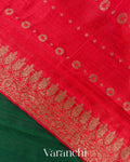 Dark Green Borderless Pure Raw Silk Handloom Saree