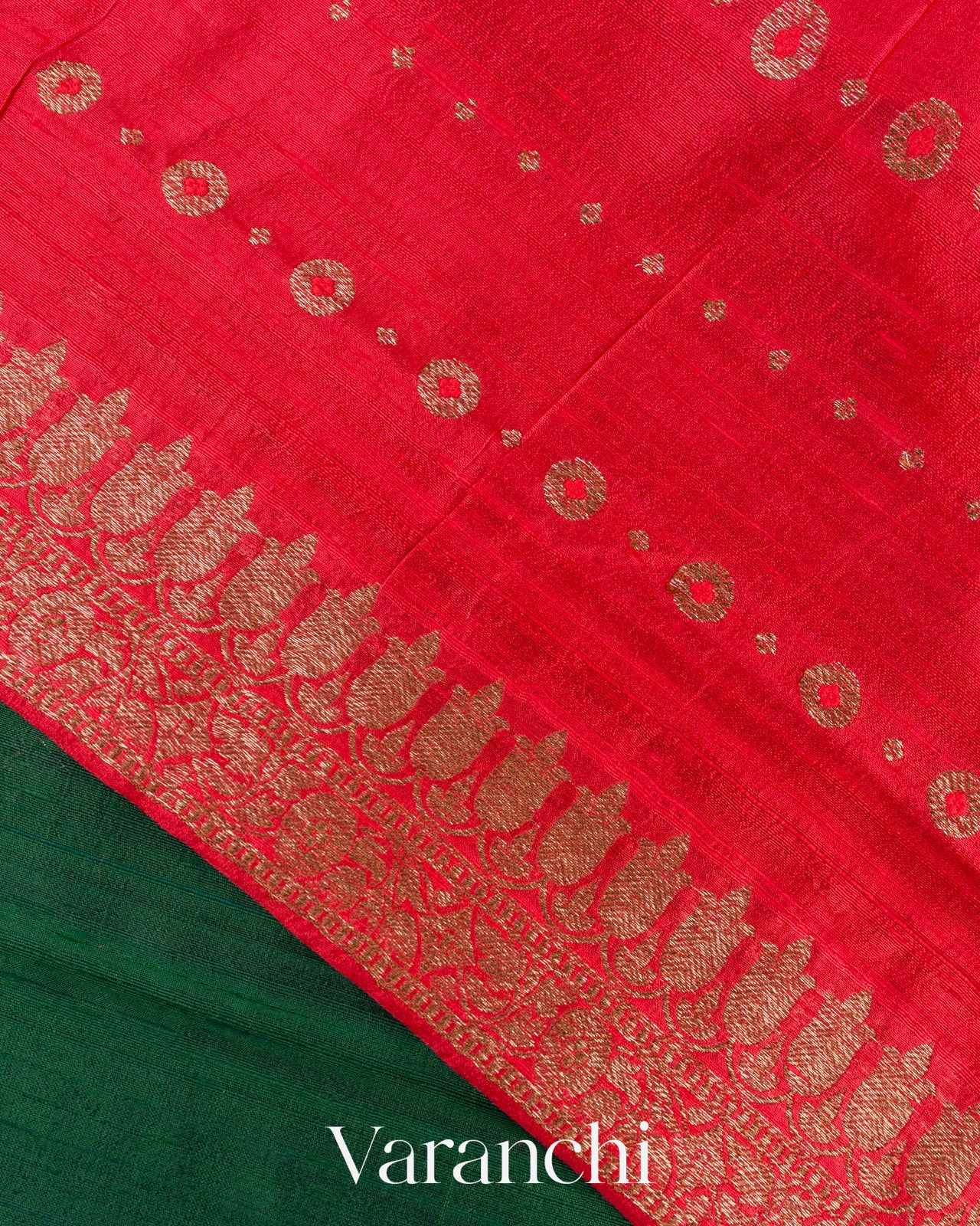 Dark Green Borderless Pure Raw Silk Handloom Saree