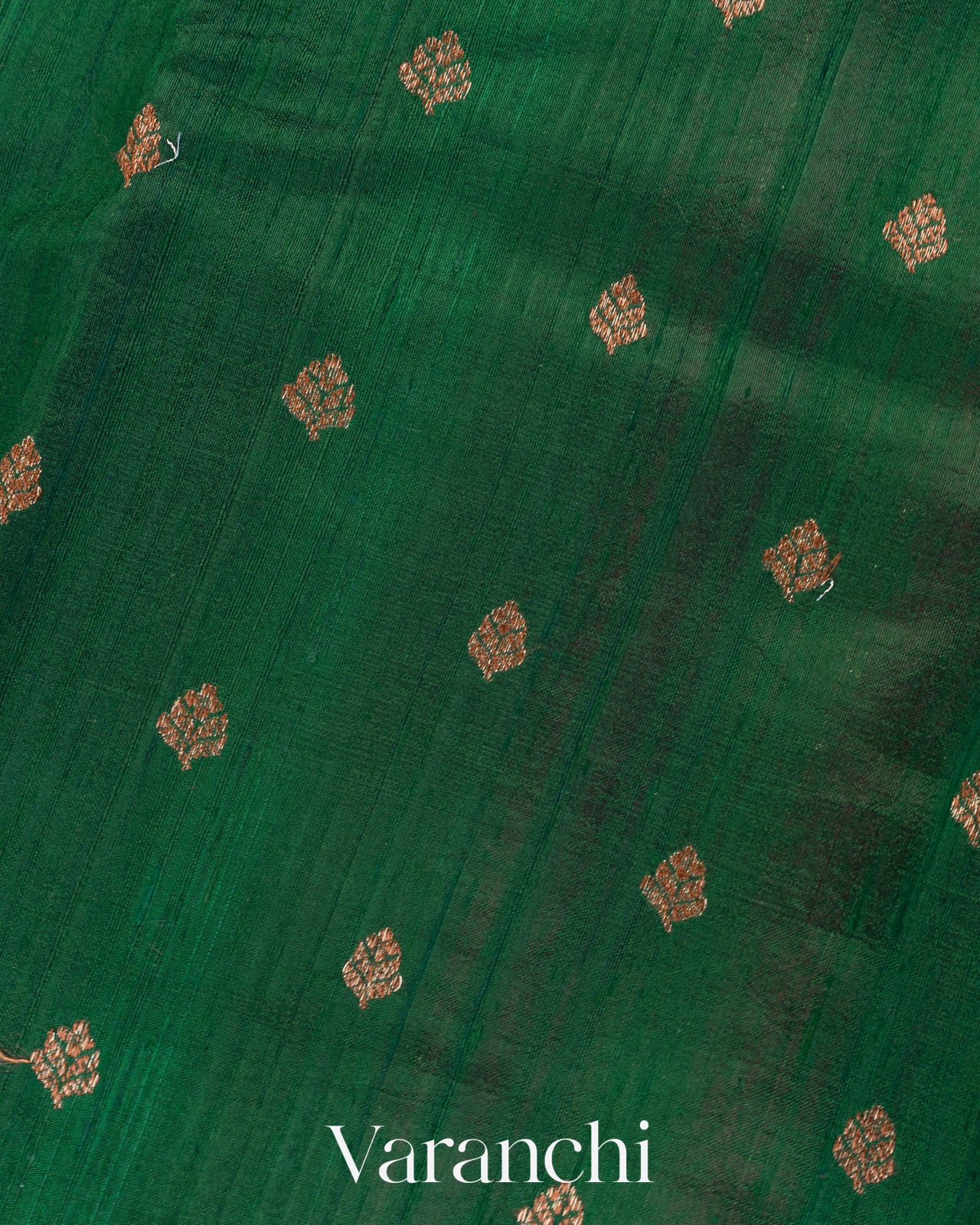 Dark Green Borderless Pure Raw Silk Handloom Saree