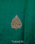 Emerald Green Pure Raw Silk Handloom Saree