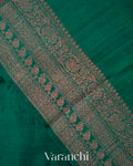 Emerald Green Pure Raw Silk Handloom Saree