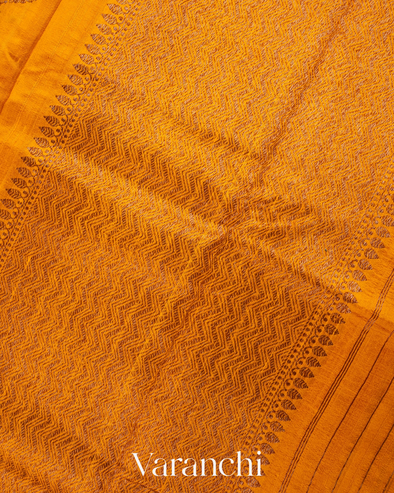 Golden Yellow Borderless Pure Raw Silk Handloom Saree