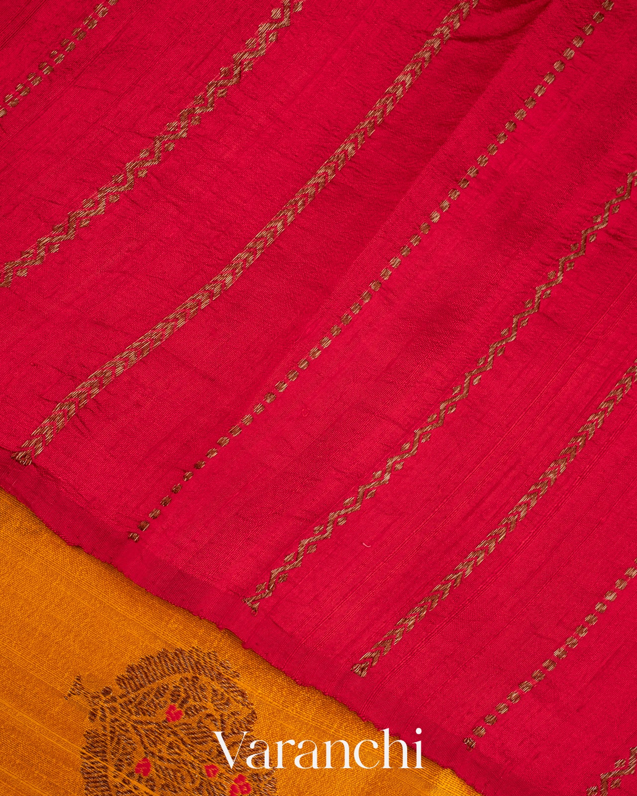Golden Yellow Borderless Pure Raw Silk Handloom Saree