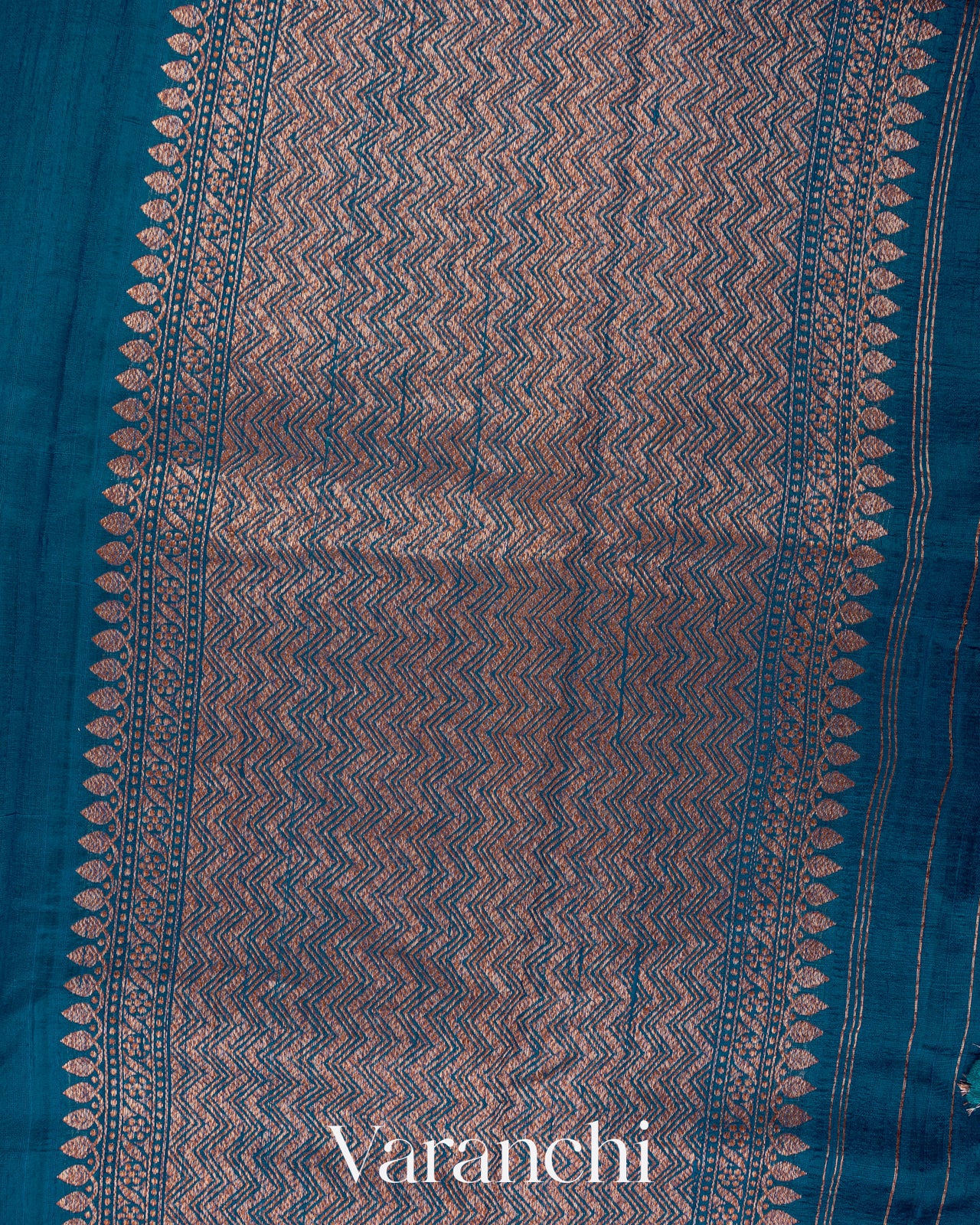 Indigo Blue Borderless Raw Silk Handloom Saree