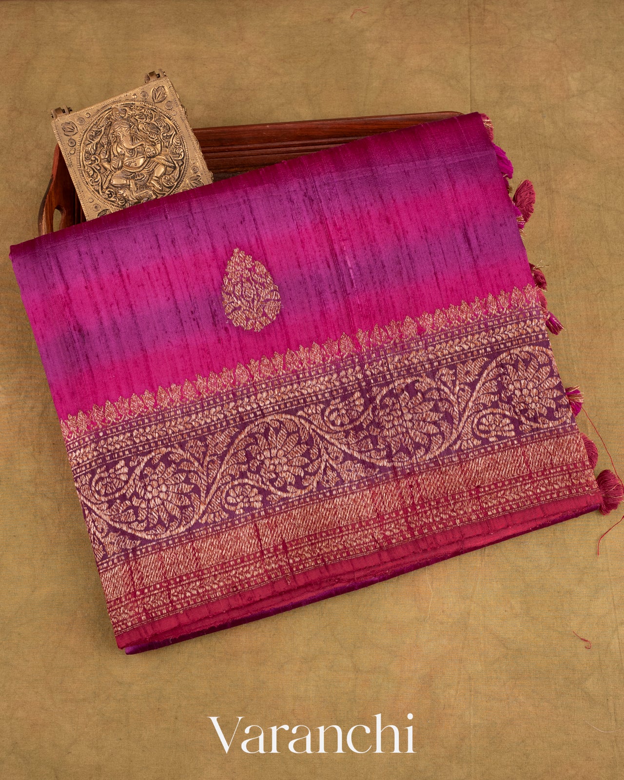 Purple Shibori with Raindrop Motif Pure Raw Silk Handloom Saree