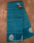 Teal Ink Blue Poona Silk Handloom Saree