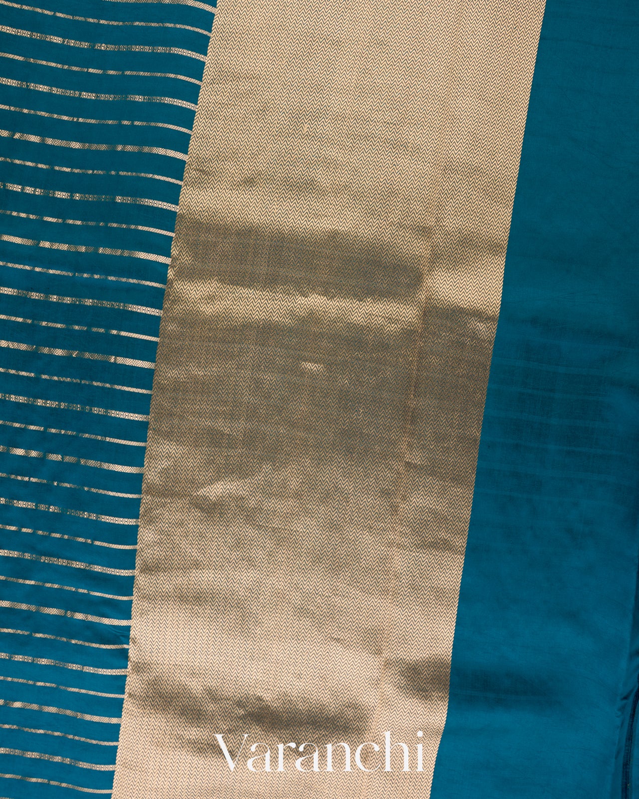 Teal Ink Blue Poona Silk Handloom Saree