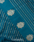 Teal Ink Blue Poona Silk Handloom Saree