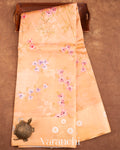 Cream Floral Printed Pure Raw Mango Silk Handloom Saree