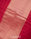 Deep Red Checks Pure Raw Mango Silk Handloom Saree