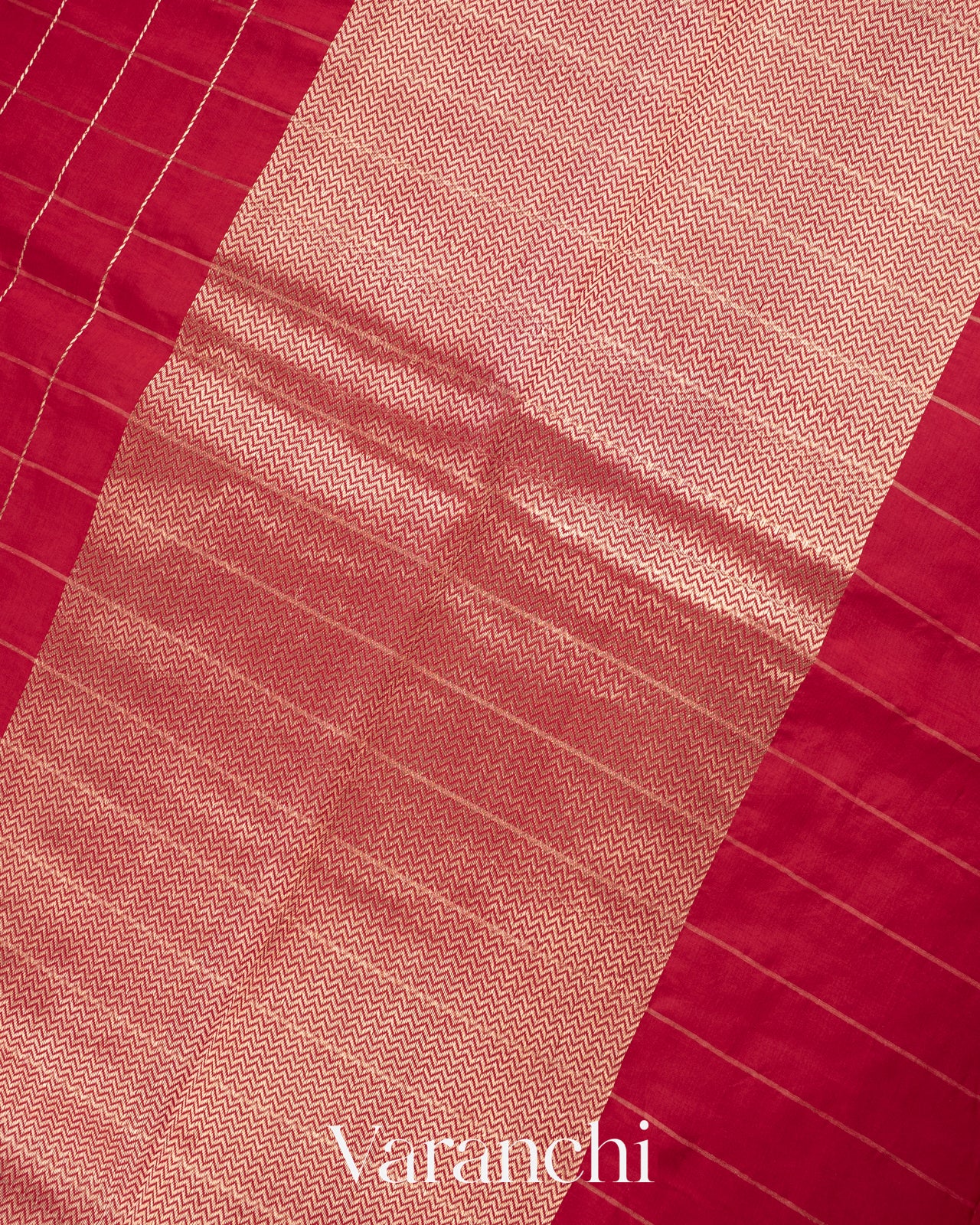 Deep Red Checks Pure Raw Mango Silk Handloom Saree