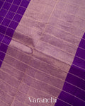 Purple Checks Pure Raw Mango Silk Handloom Saree