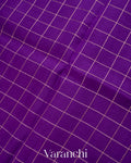 Purple Checks Pure Raw Mango Silk Handloom Saree
