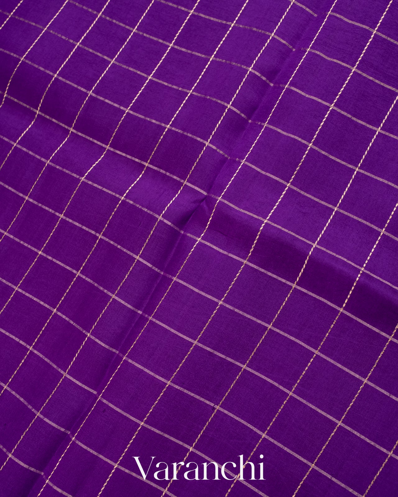 Purple Checks Pure Raw Mango Silk Handloom Saree