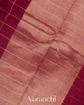 Dark Maroon Checks Pure Raw Mango Silk Handloom Saree