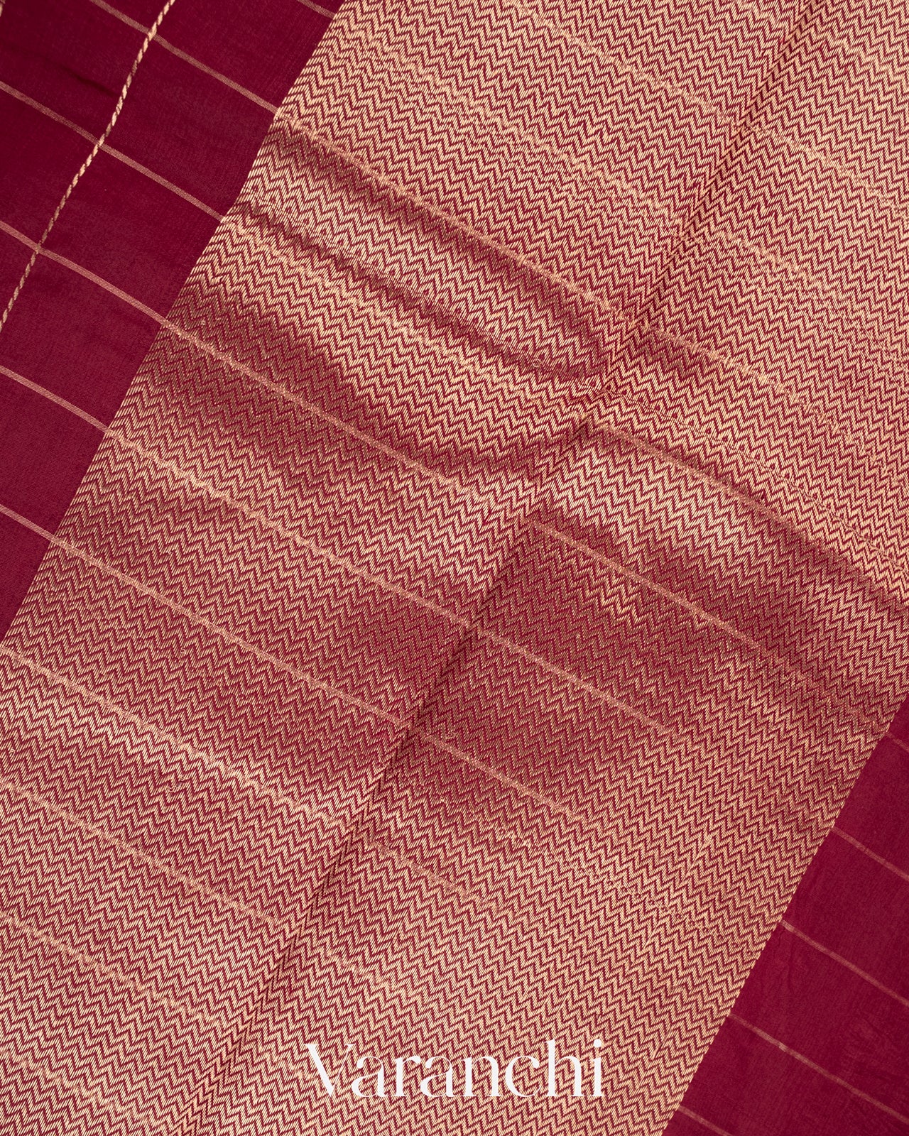 Dark Maroon Checks Pure Raw Mango Silk Handloom Saree