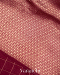 Dark Maroon Checks Pure Raw Mango Silk Handloom Saree