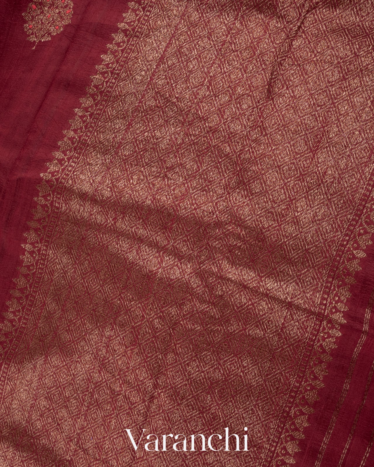 Maroon Borderless Pure Raw Silk Handloom Saree