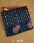 Midnight Blue Pure Raw Silk Handloom Saree